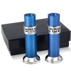 Anodized Aluminum Sabbat Candlestick Set - Blue