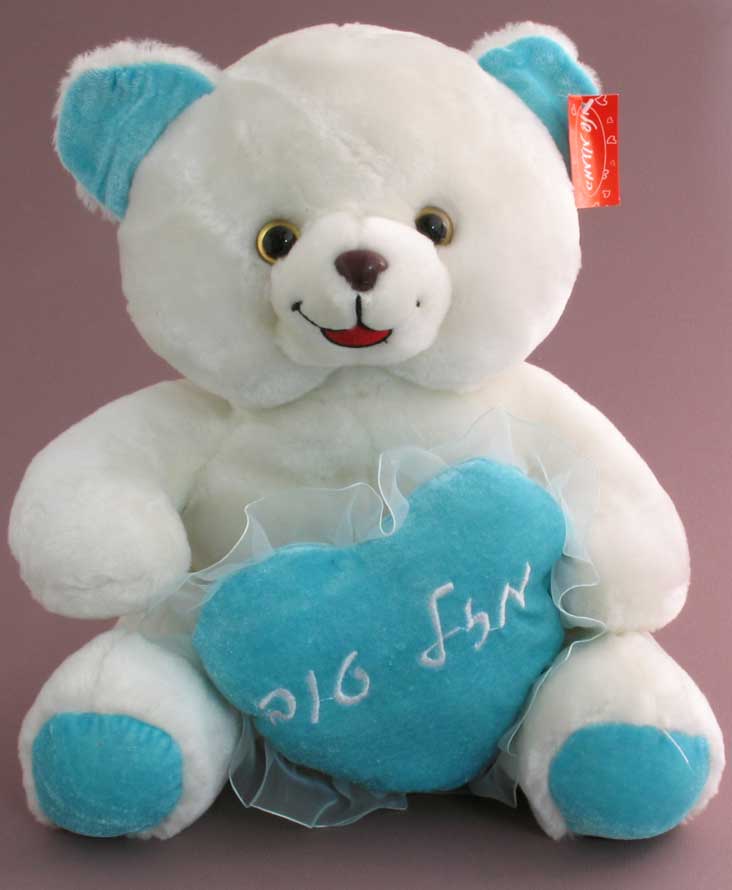 white teddy bear holding a heart