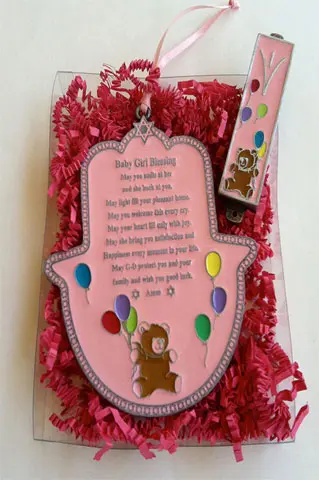 Baby Girl Hamsa Blessing With Matching Mezuzah