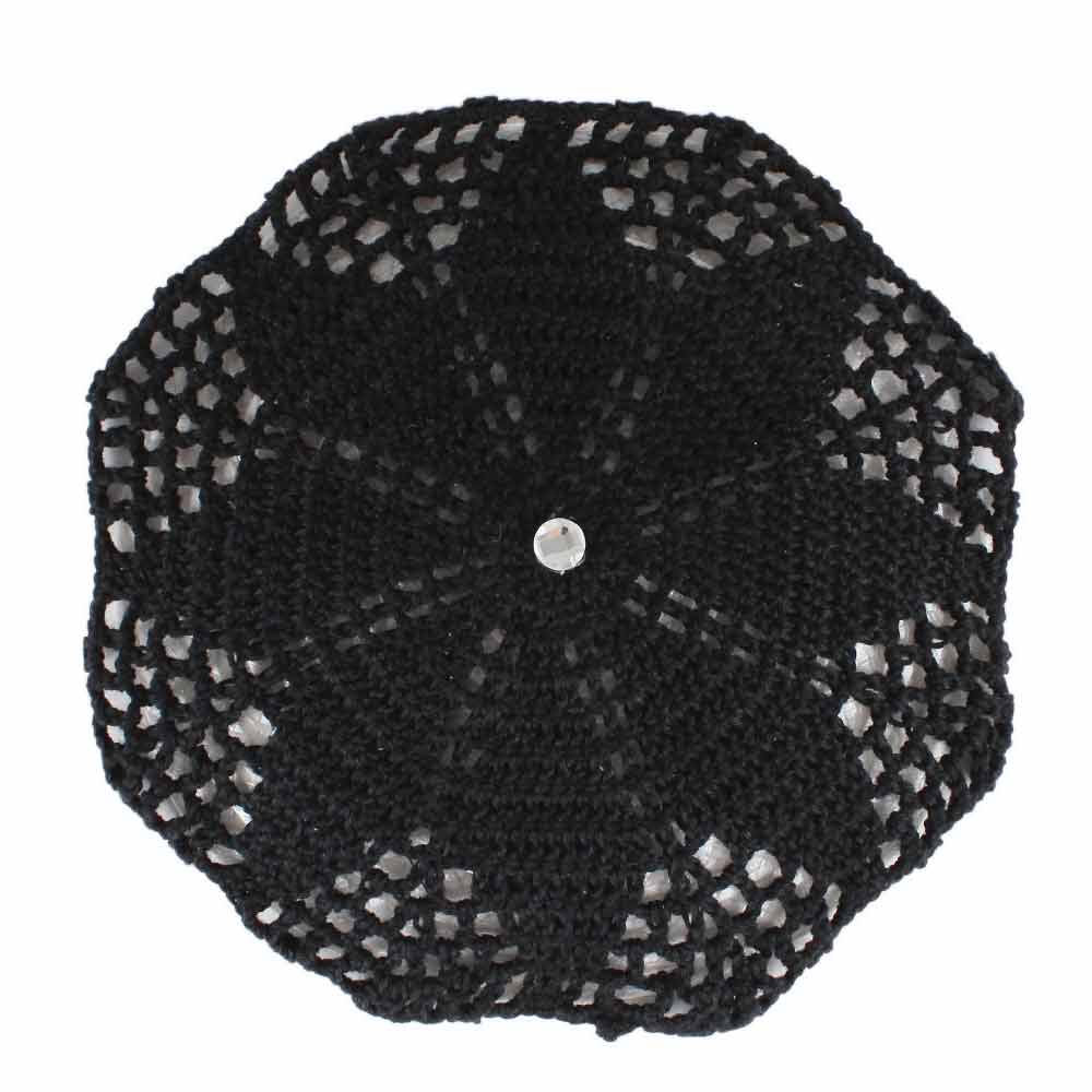 Hand Crochet Ladies Head Covers with Hidden Comb - Black