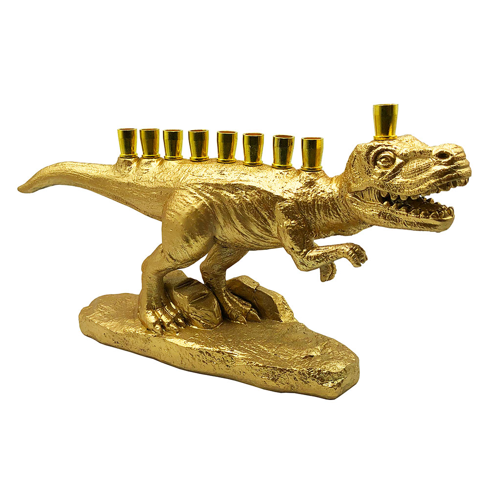 Polyresin Dinosaur Menorah - Gold
