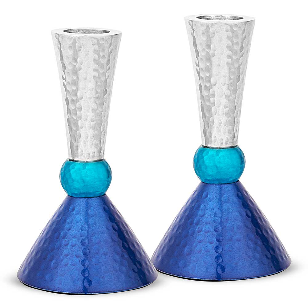 Classic Candlestick Set Anodized Metal - Multi Blue