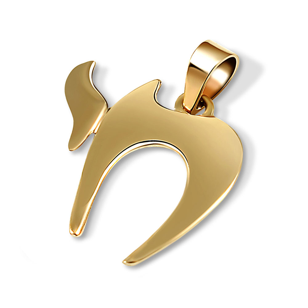 14K Gold Modern Chai Pendant
