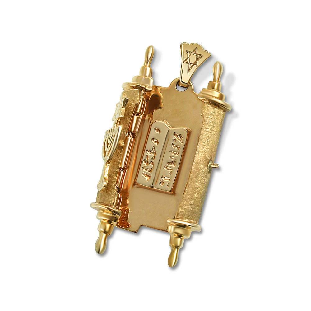 14K Gold Torah Pendant - 10 Commandments - Image 2